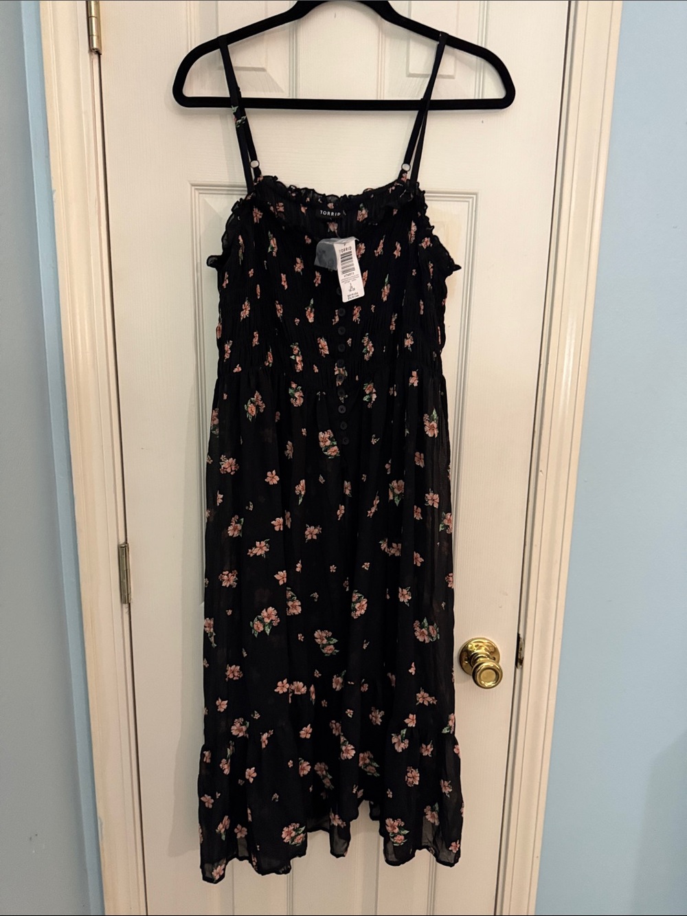 Women’s Black Floral Sundress with Adjustable Straps